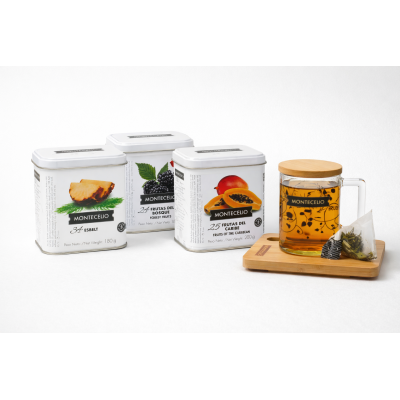 Pack de 3 infusiones en rama + tetera de cristal con tapa de bambú | Cafento Shop